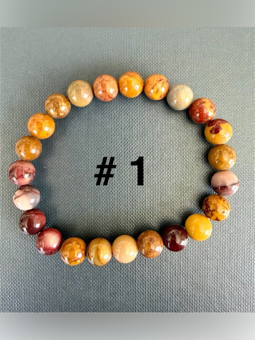 Mookaite Jasper Natural Multi-Tone 8mm Beaded Stretch Bracelets - Picture 2 of 5